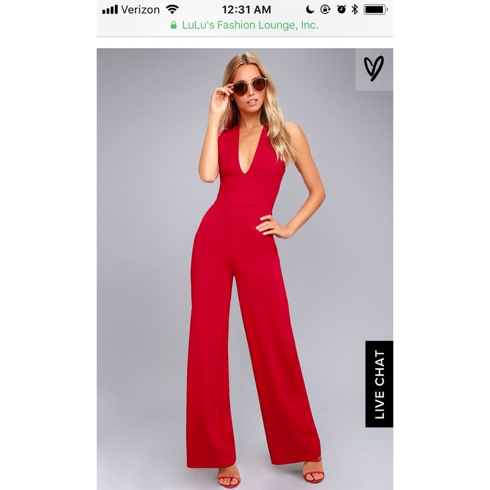 NWT Red LuLu’s Open Back Jumpsuit
